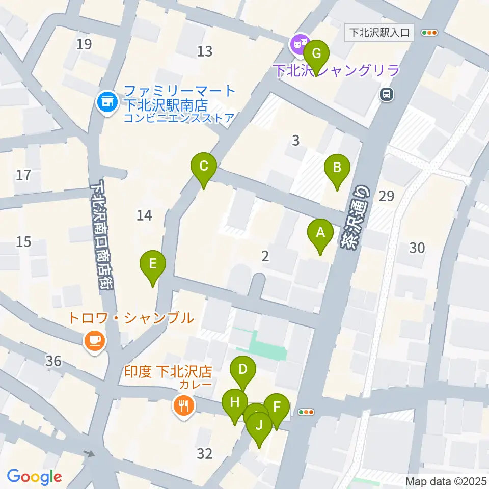 下北沢MOSAiC周辺のカフェ一覧地図