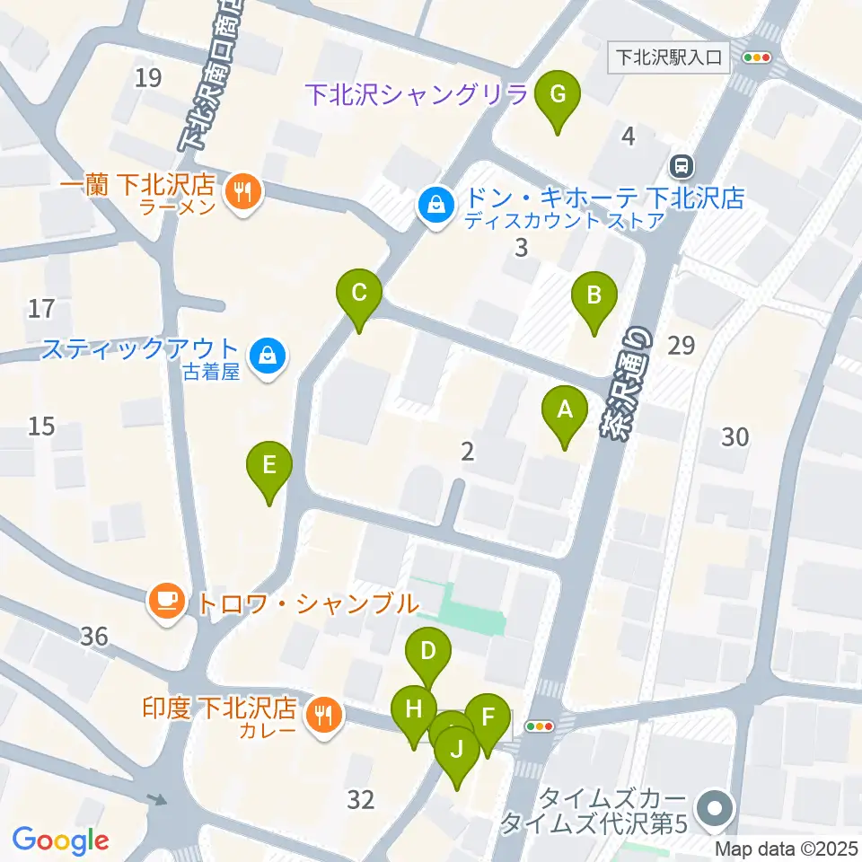 下北沢MOSAiC周辺のカフェ一覧地図