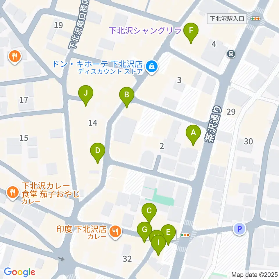 下北沢MOSAiC周辺のカフェ一覧地図
