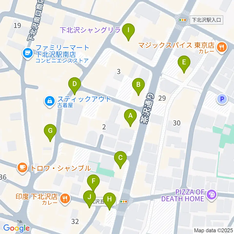 下北沢MOSAiC周辺のカフェ一覧地図