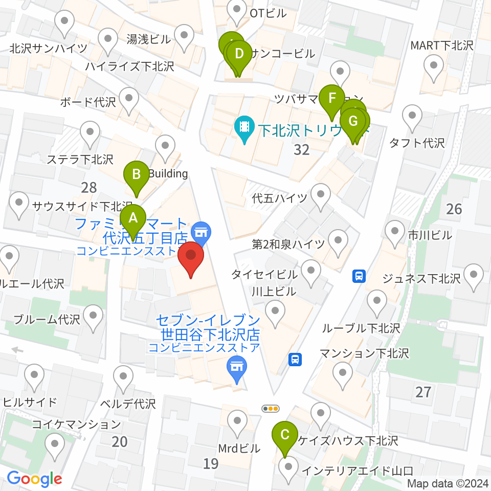 下北沢440 (four forty)周辺のカフェ一覧地図