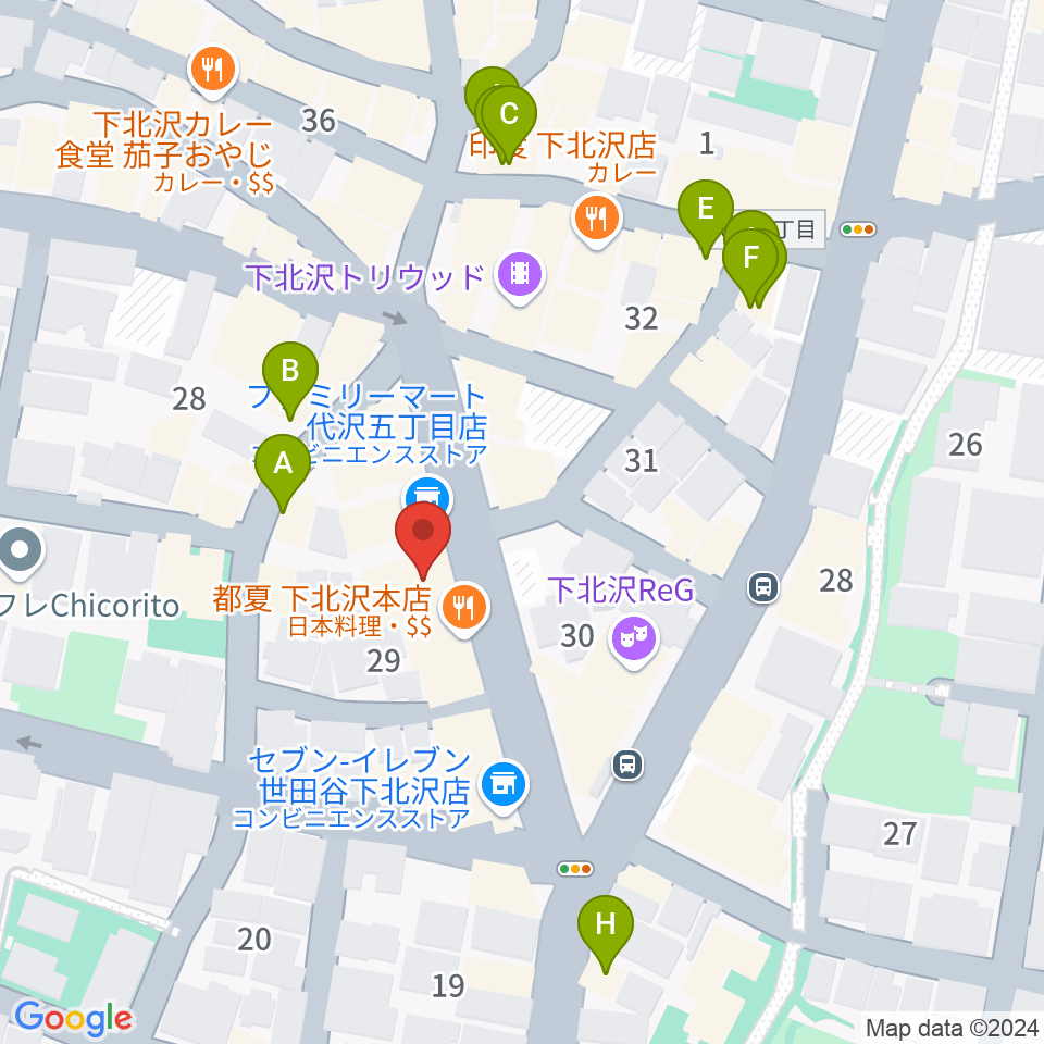 下北沢440周辺のカフェ一覧地図