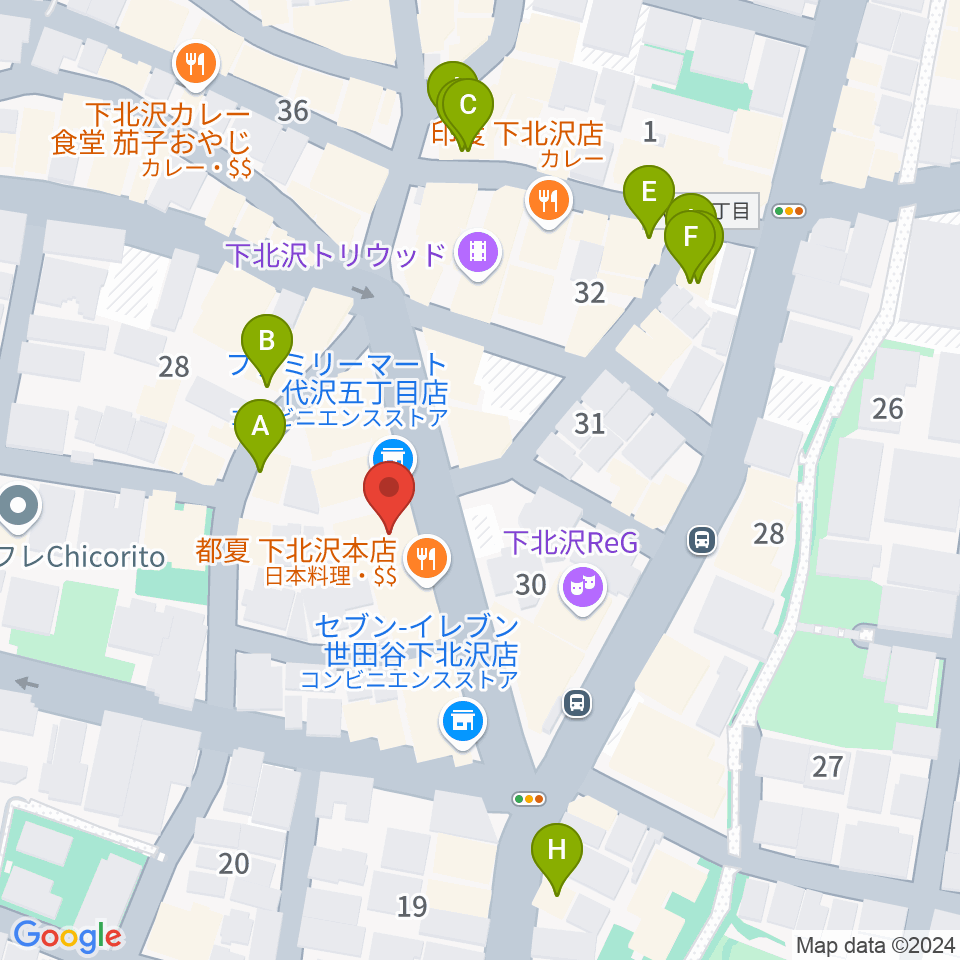 下北沢440周辺のカフェ一覧地図