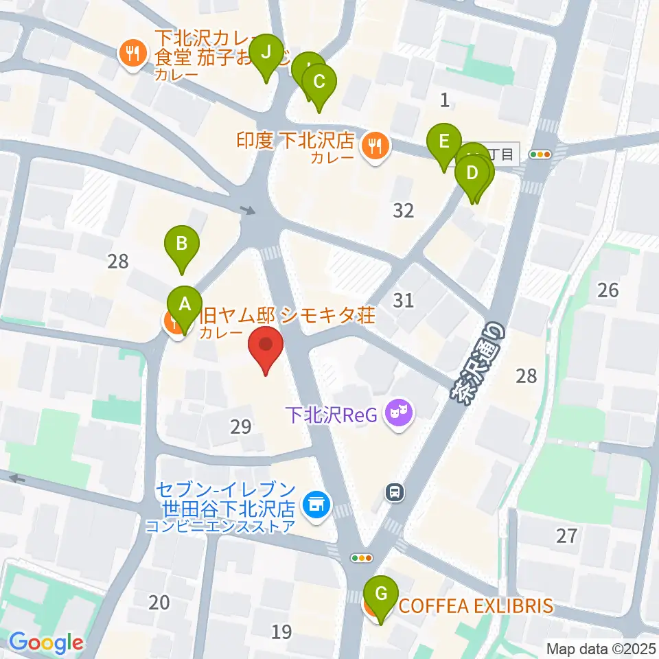 下北沢440周辺のカフェ一覧地図