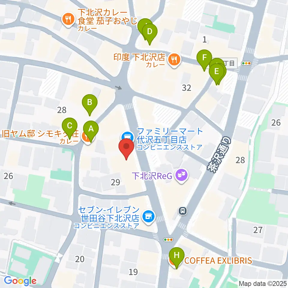 下北沢440周辺のカフェ一覧地図
