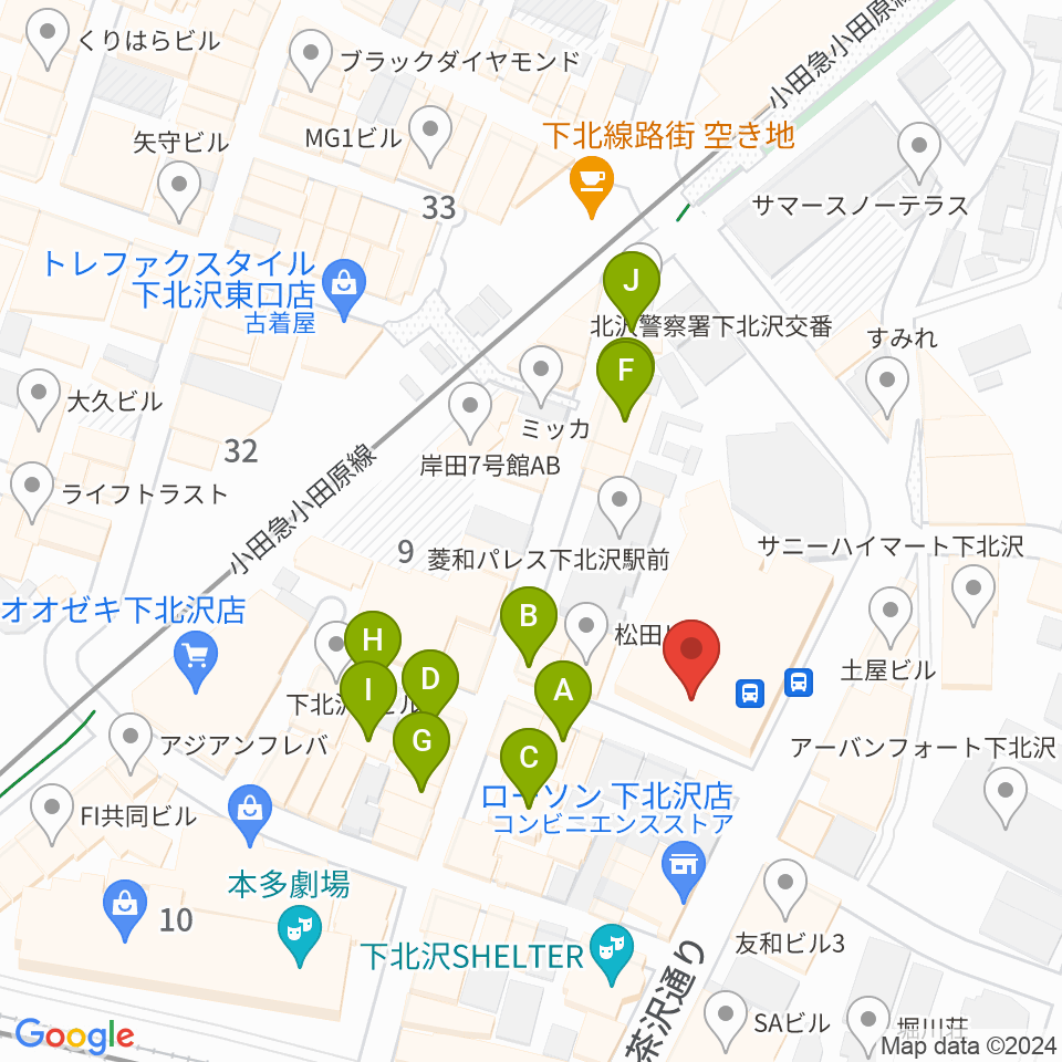 北沢タウンホール周辺のカフェ一覧地図