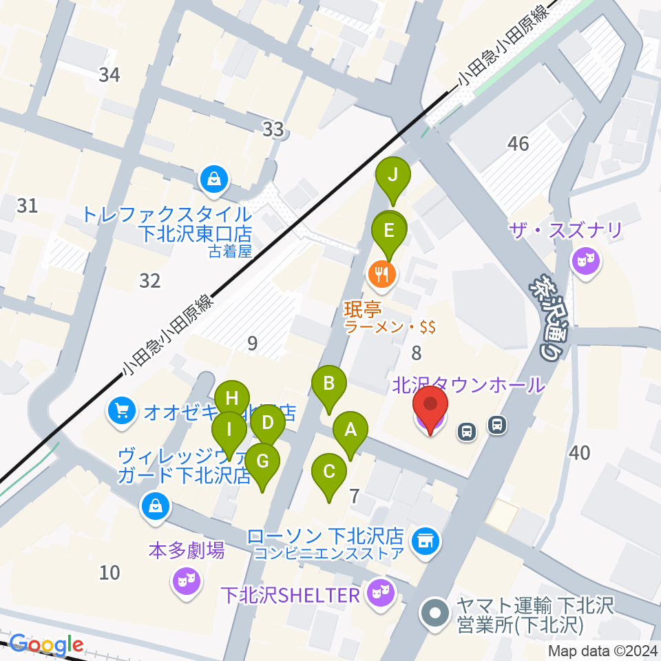 北沢タウンホール周辺のカフェ一覧地図