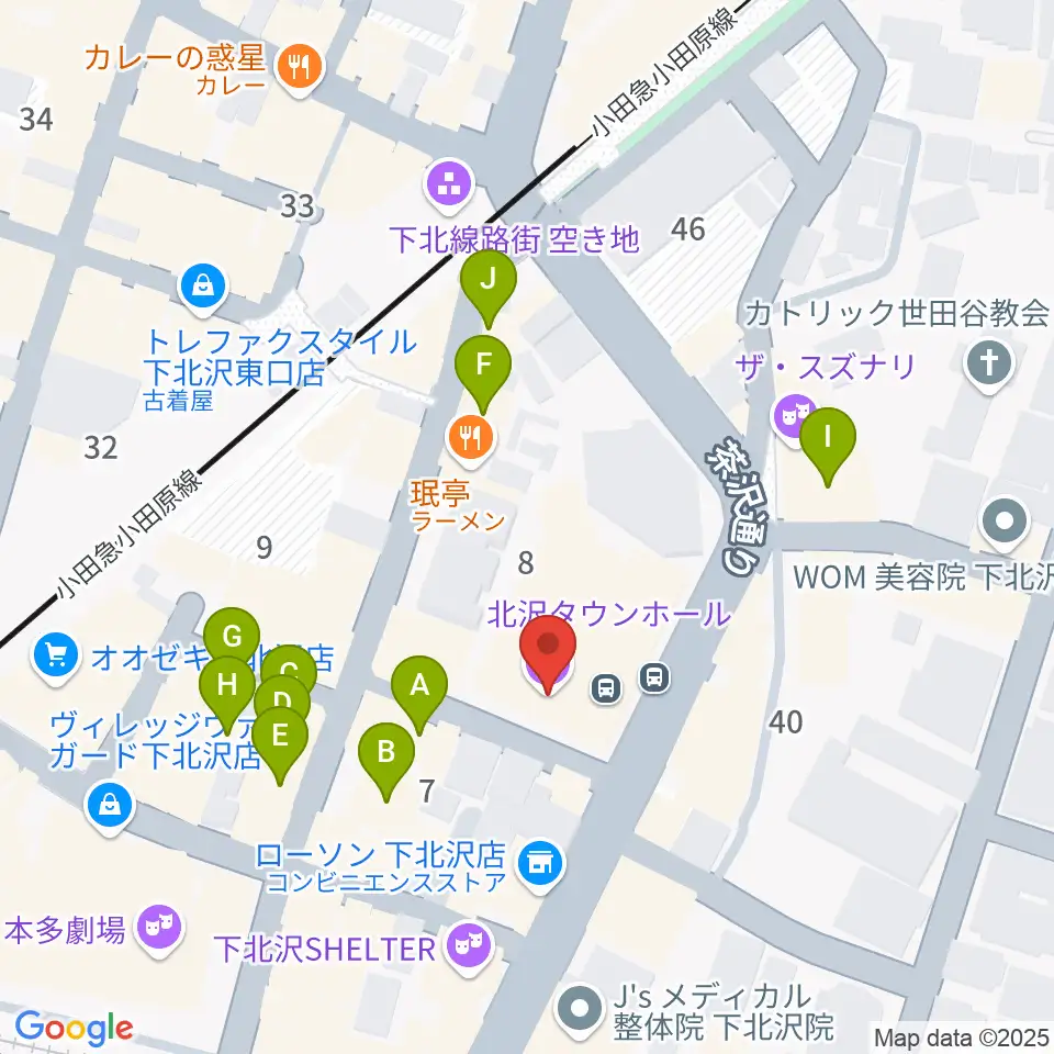 北沢タウンホール周辺のカフェ一覧地図