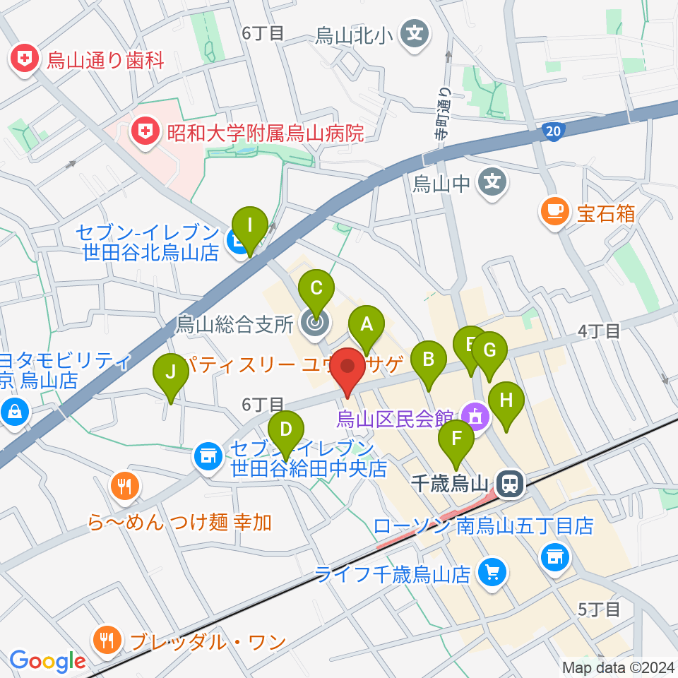 千歳烏山TUBO周辺のカフェ一覧地図