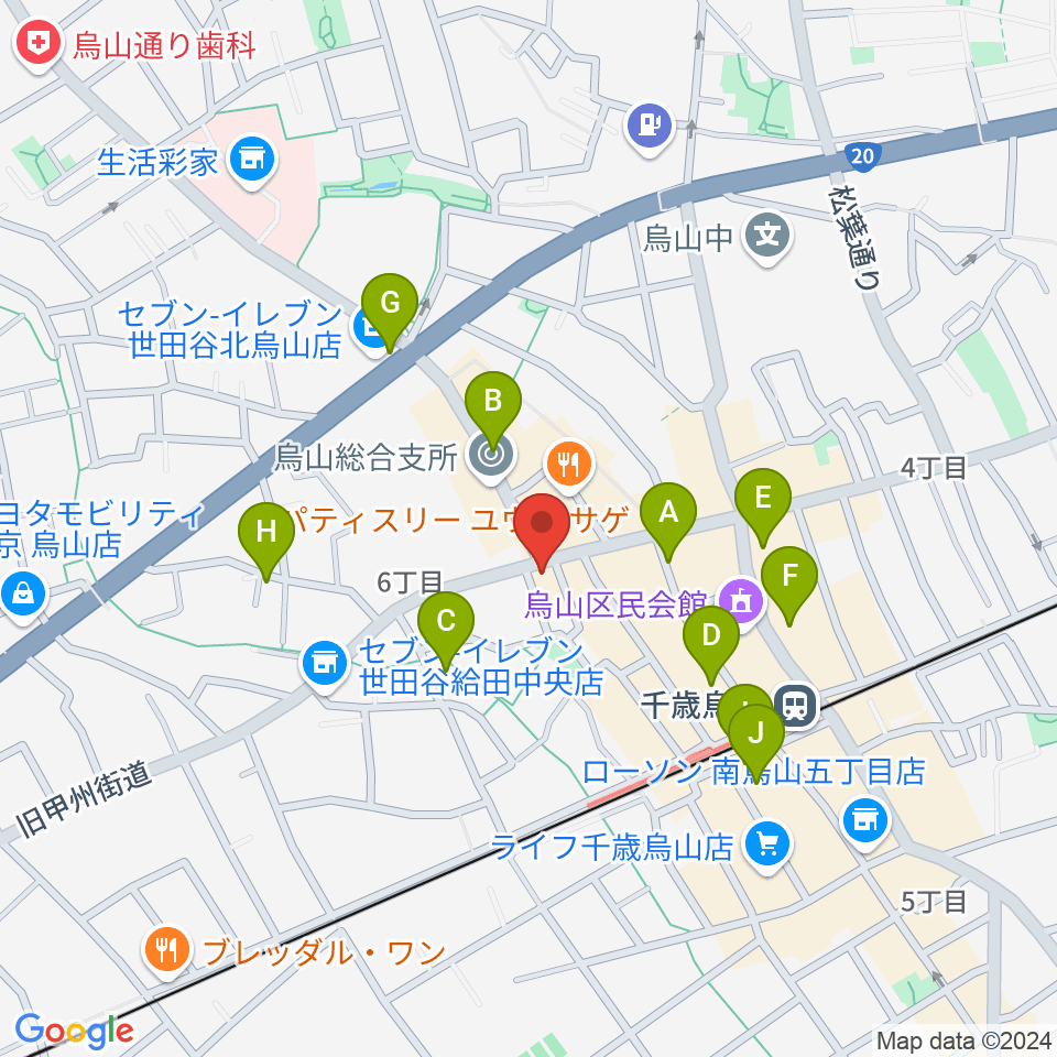 千歳烏山TUBO周辺のカフェ一覧地図