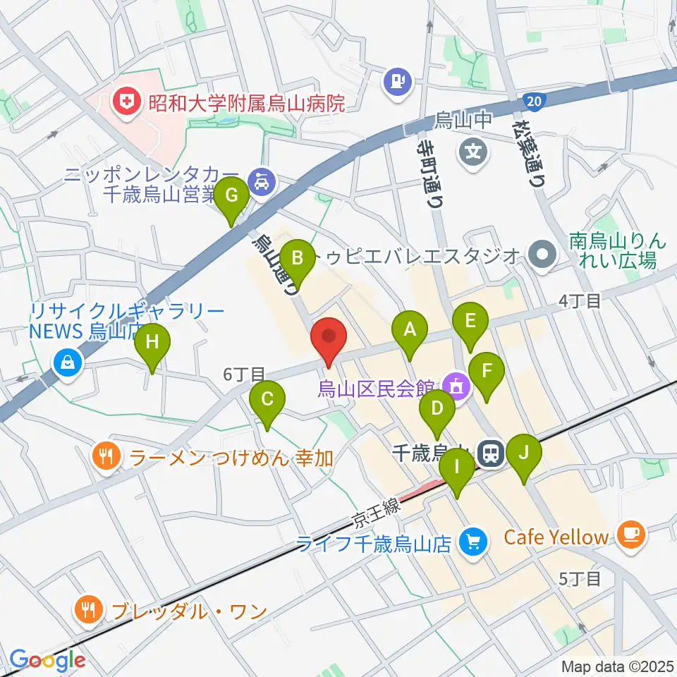 千歳烏山TUBO周辺のカフェ一覧地図