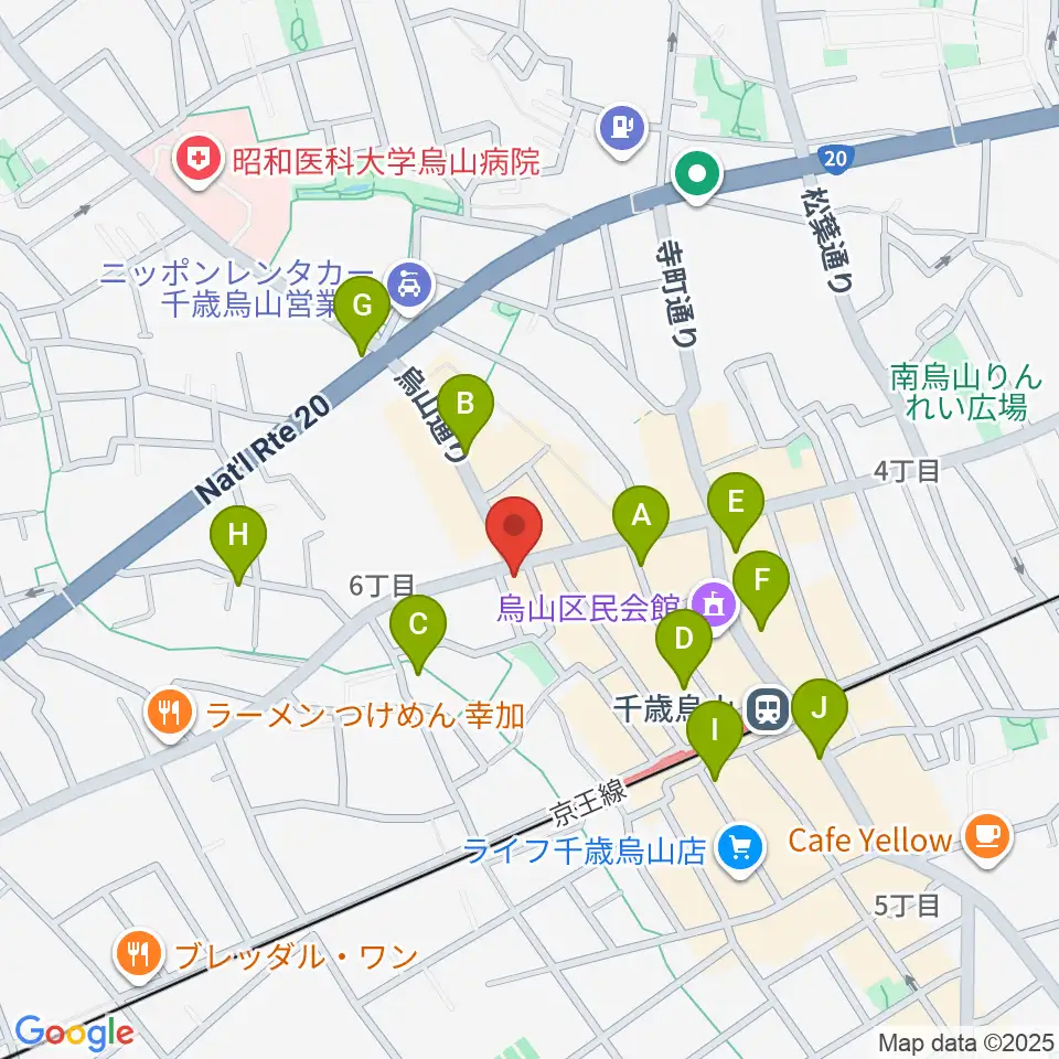 千歳烏山TUBO周辺のカフェ一覧地図