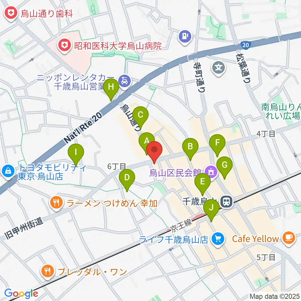 千歳烏山TUBO周辺のカフェ一覧地図