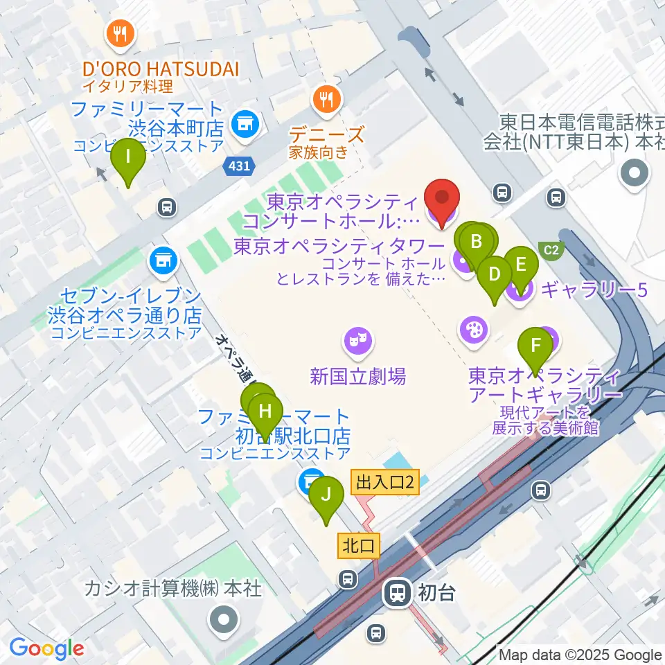 東京オペラシティ周辺のカフェ一覧地図