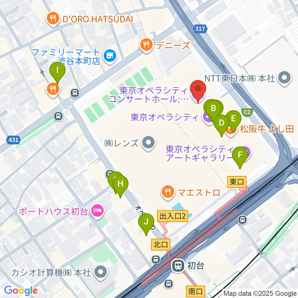 東京オペラシティ周辺のカフェ一覧地図