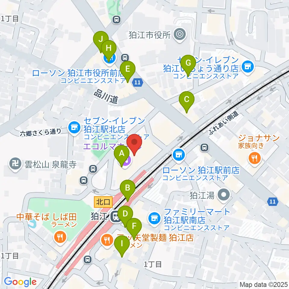 狛江エコルマホール周辺のカフェ一覧地図
