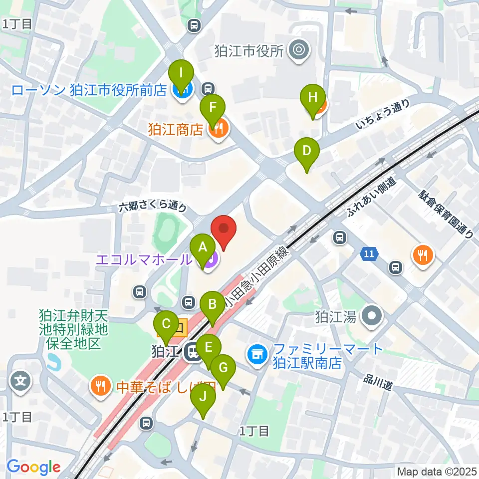 狛江エコルマホール周辺のカフェ一覧地図