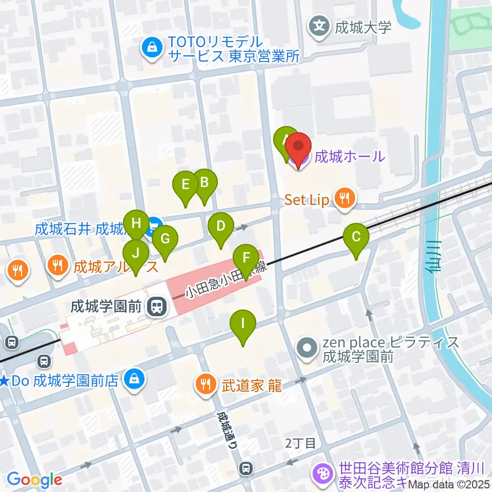 成城ホール周辺のカフェ一覧地図