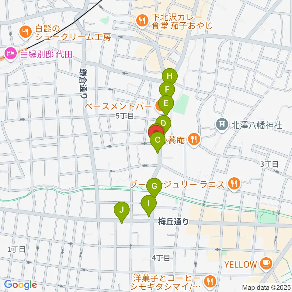 下北沢ビッグマウス周辺のカフェ一覧地図
