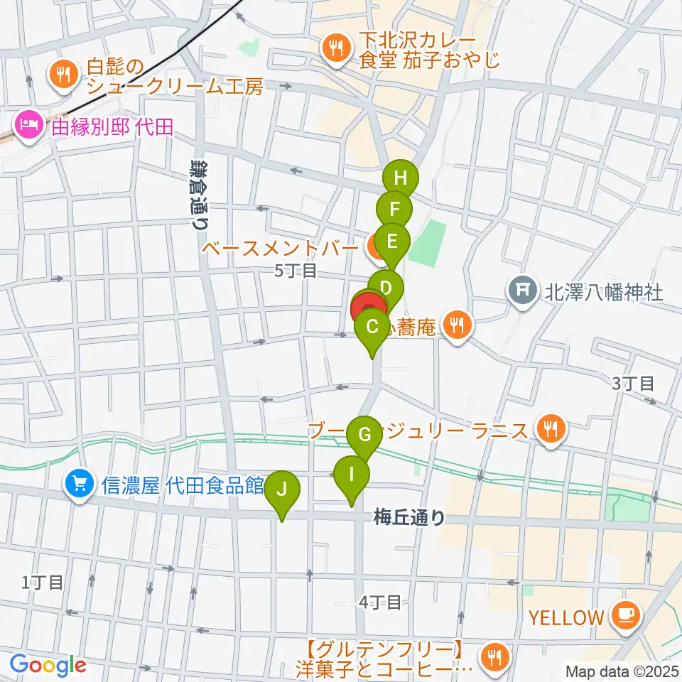 下北沢ビッグマウス周辺のカフェ一覧地図