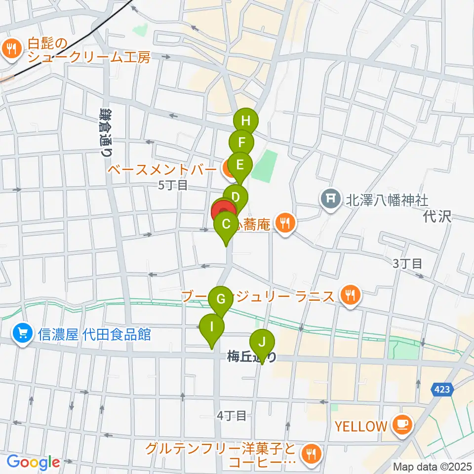 下北沢ビッグマウス周辺のカフェ一覧地図