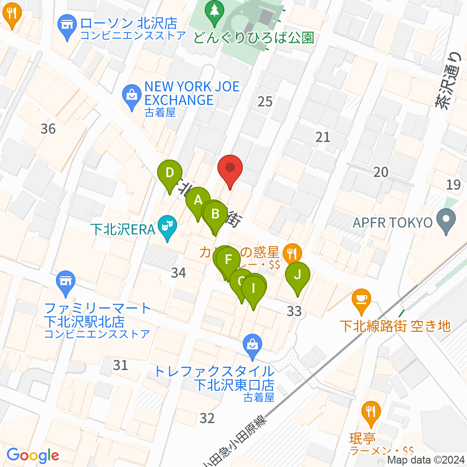 下北沢アーチスト周辺のカフェ一覧地図