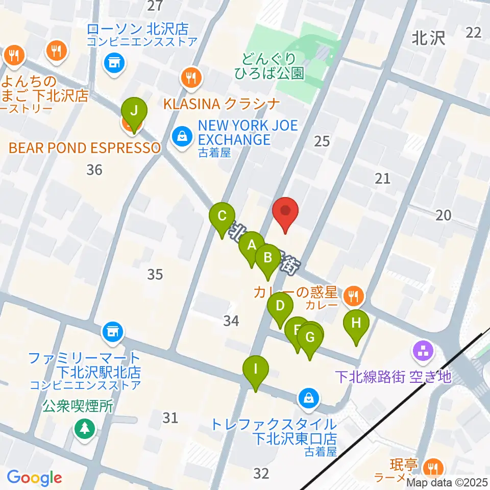 下北沢アーチスト周辺のカフェ一覧地図