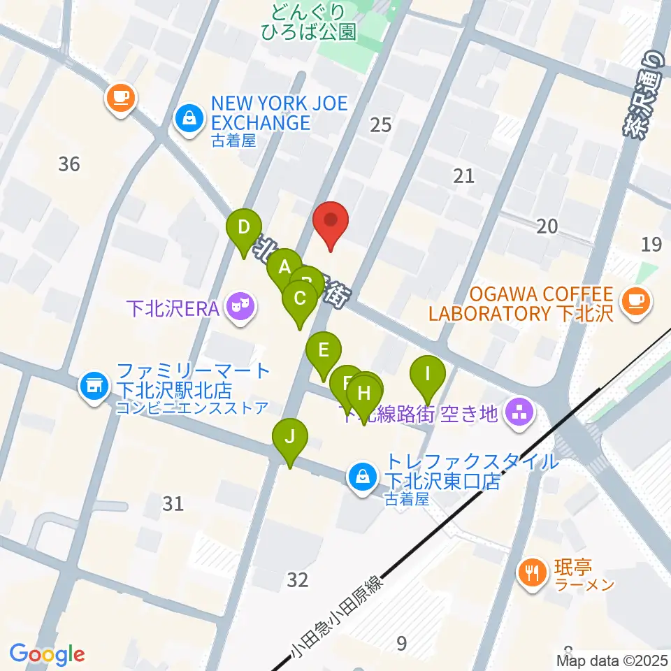下北沢アーチスト周辺のカフェ一覧地図