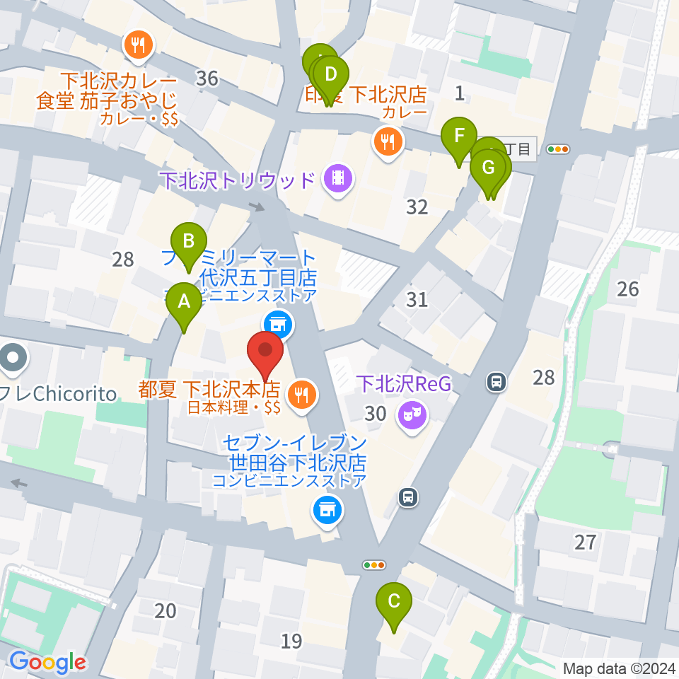 下北沢CLUB251周辺のカフェ一覧地図