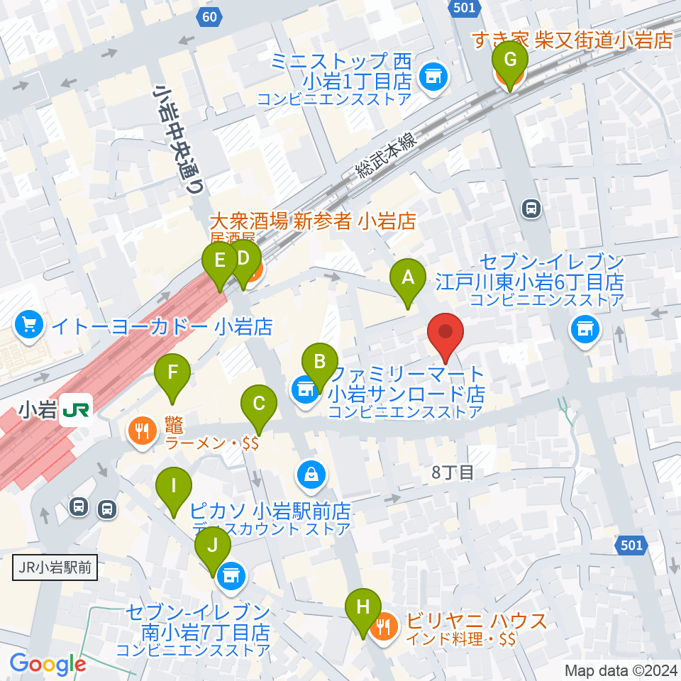 小岩COCHI周辺のカフェ一覧地図