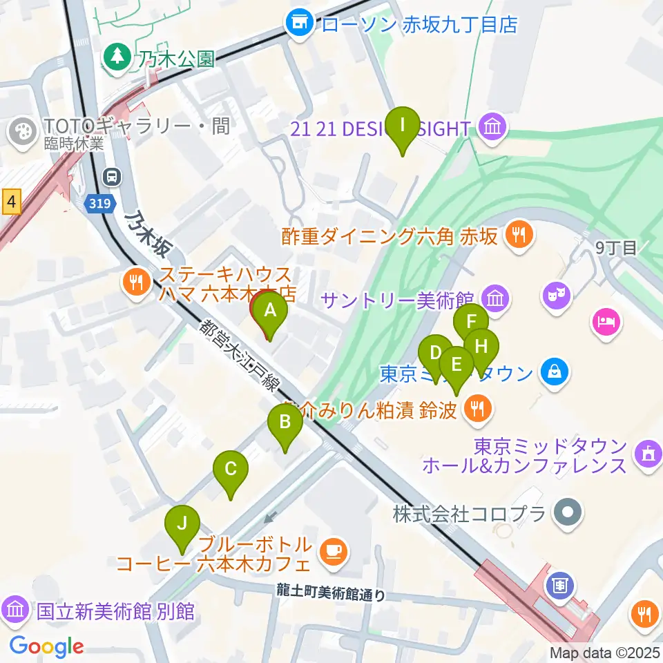 六本木オールオブミークラブ周辺のカフェ一覧地図