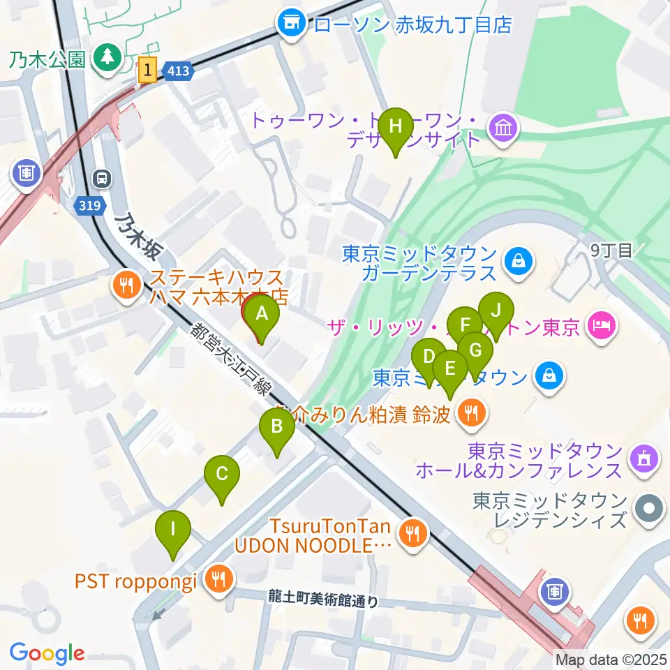 六本木オールオブミークラブ周辺のカフェ一覧地図