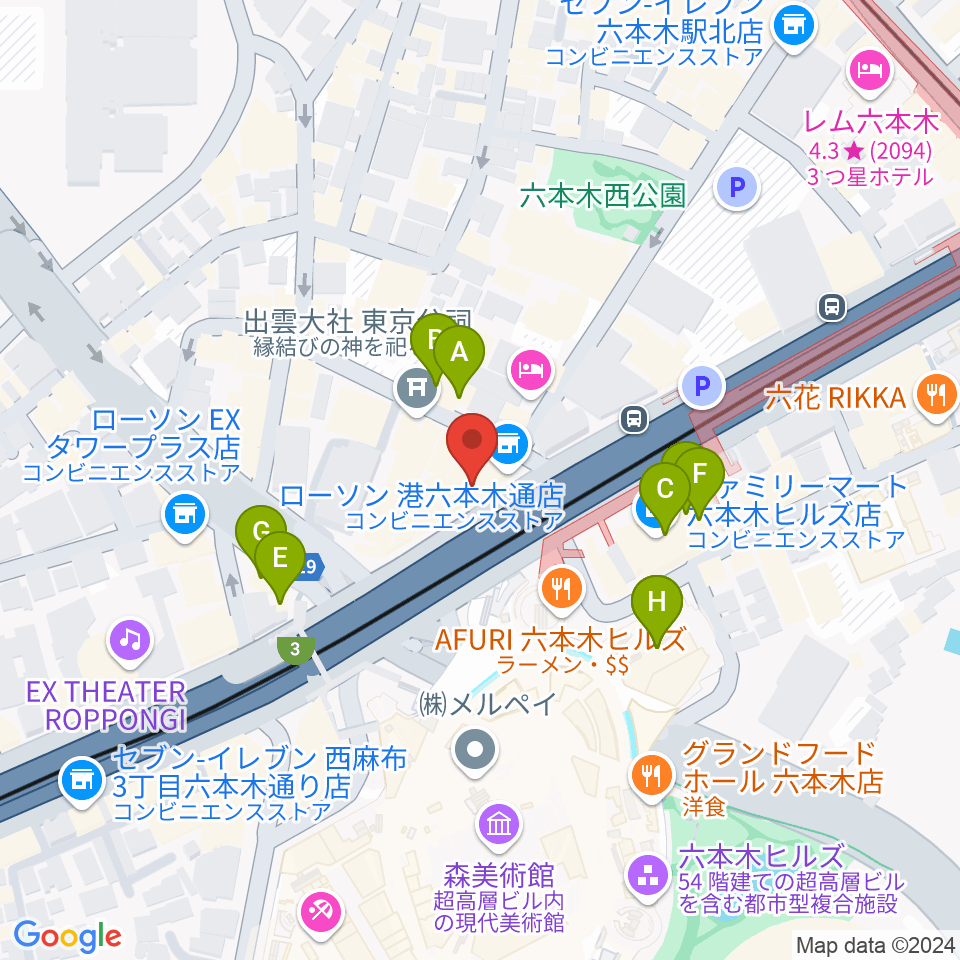 六本木マイスコッチ周辺のカフェ一覧地図