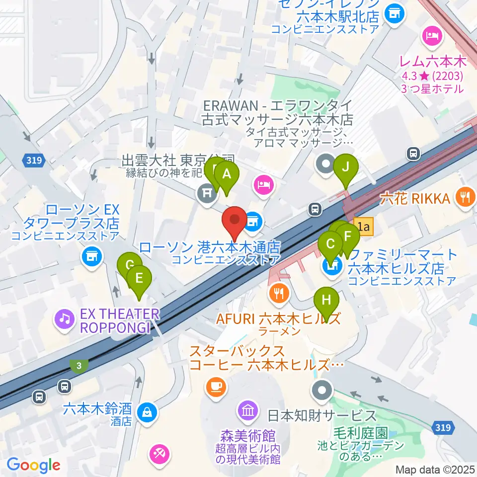 六本木マイスコッチ周辺のカフェ一覧地図