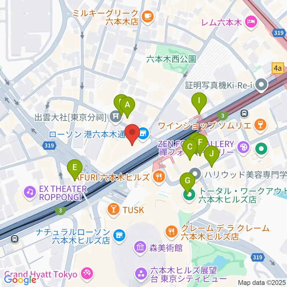 六本木マイスコッチ周辺のカフェ一覧地図