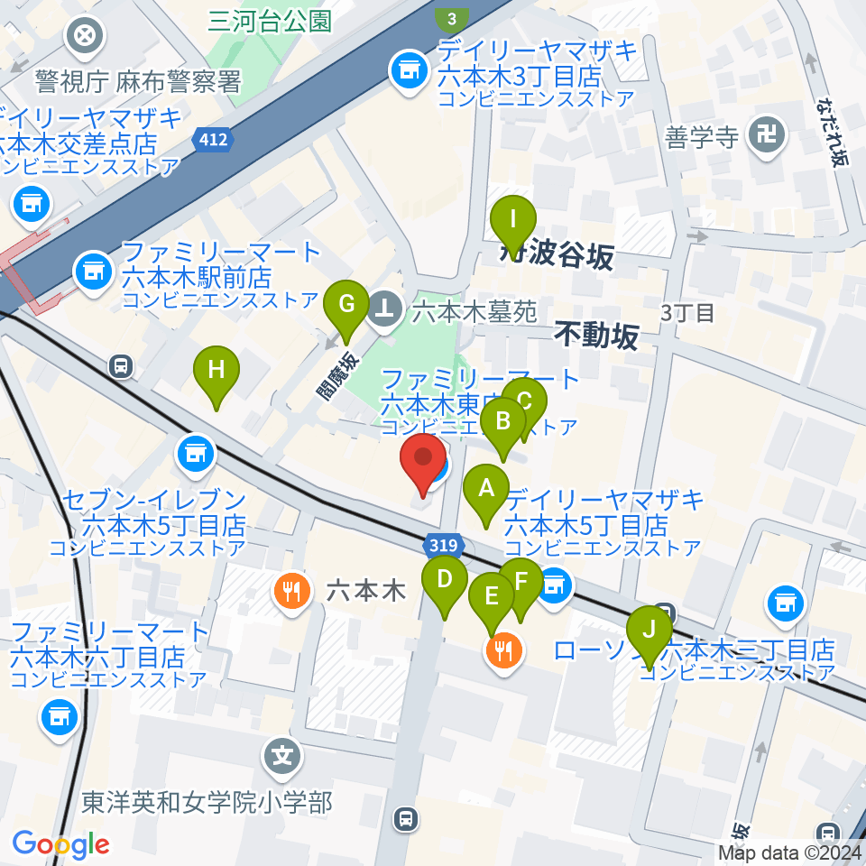 六本木Piano Bar IZUMI周辺のカフェ一覧地図