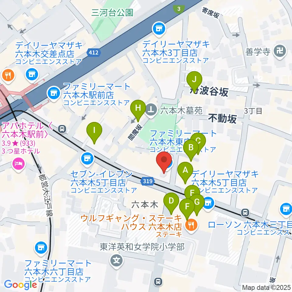 六本木Piano Bar IZUMI周辺のカフェ一覧地図