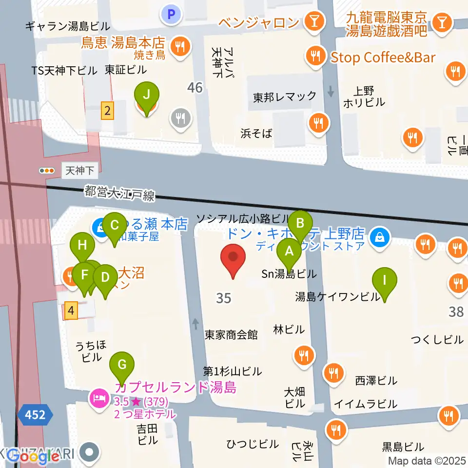 湯島カスター周辺のカフェ一覧地図