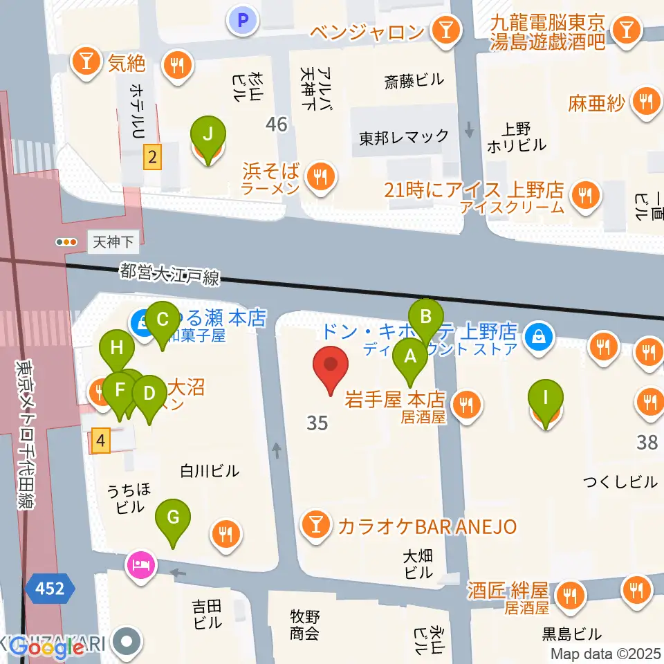 湯島カスター周辺のカフェ一覧地図