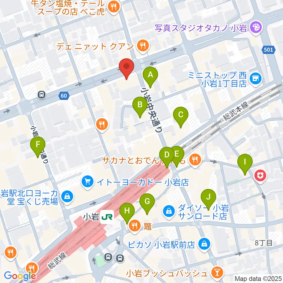小岩オルフェウス周辺のカフェ一覧地図