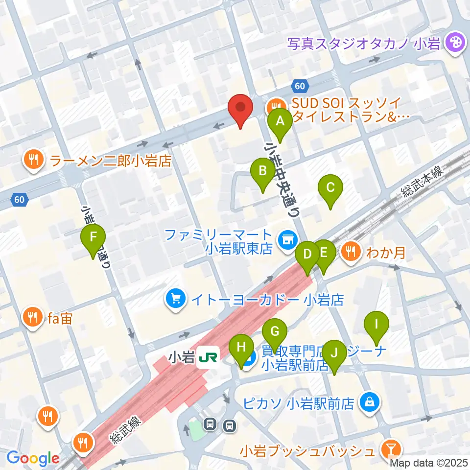 小岩オルフェウス周辺のカフェ一覧地図
