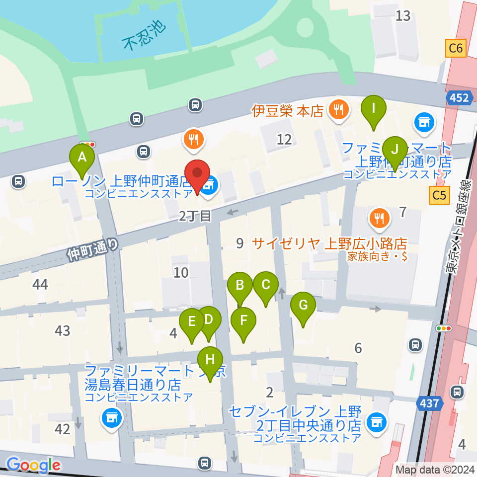 上野ANTON STUDIO周辺のカフェ一覧地図