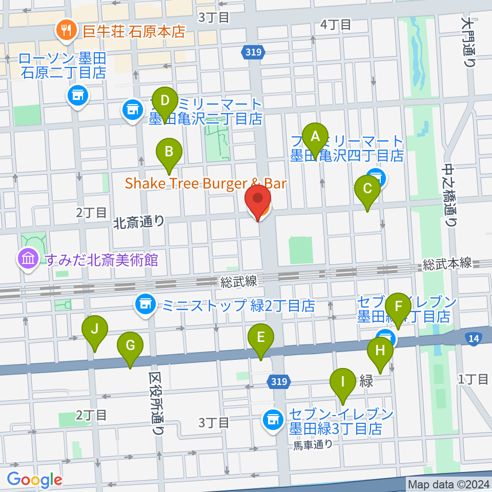 錦糸町J-flow周辺のカフェ一覧地図