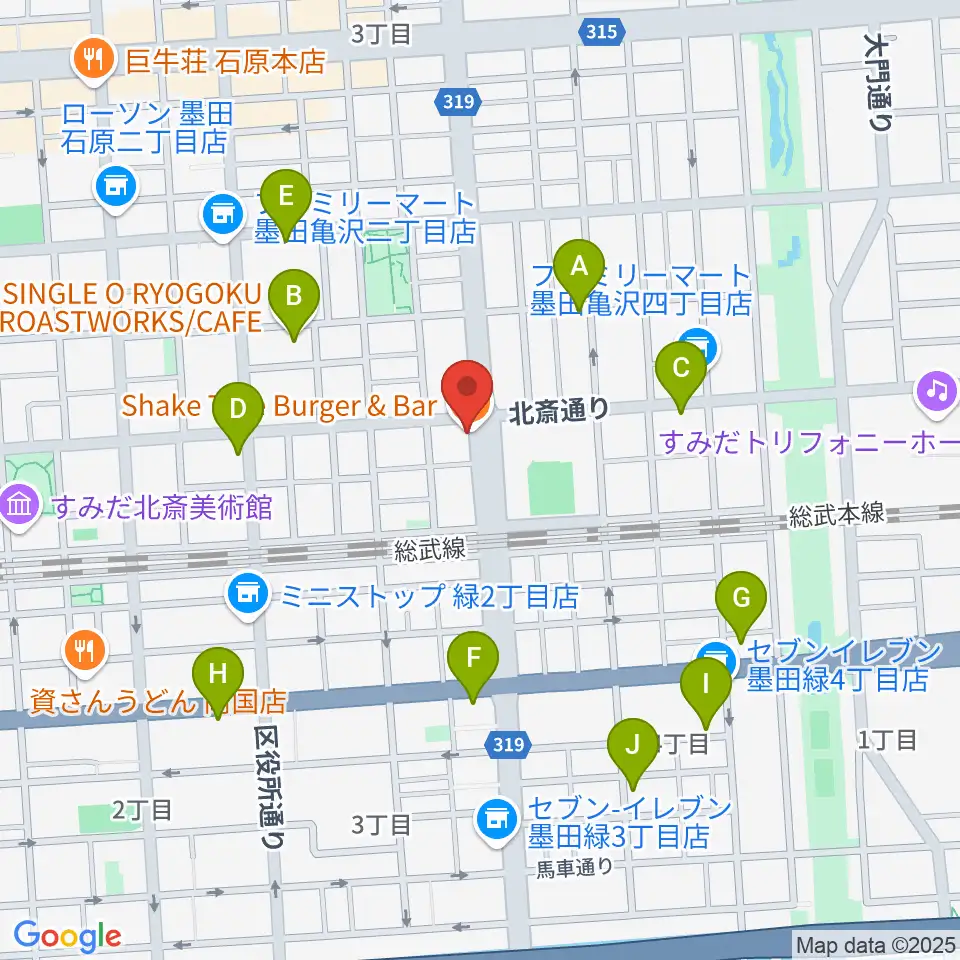 錦糸町J-flow周辺のカフェ一覧地図