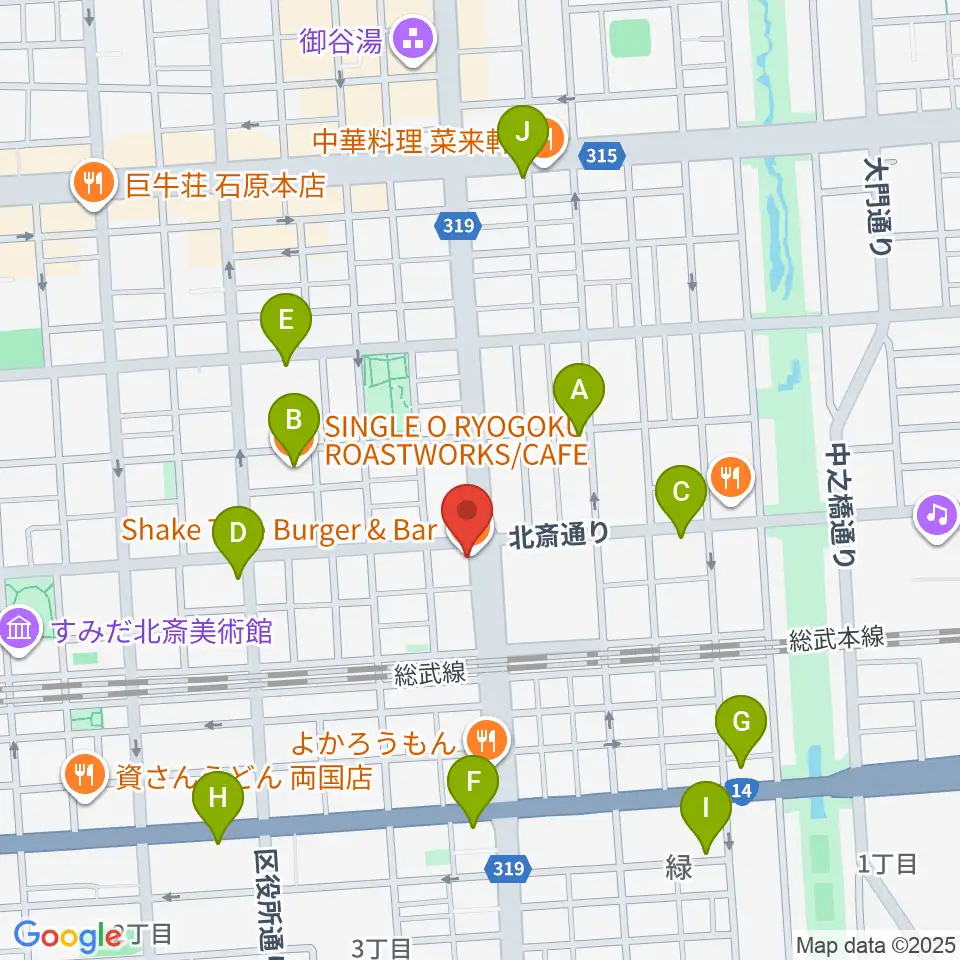 錦糸町J-flow周辺のカフェ一覧地図