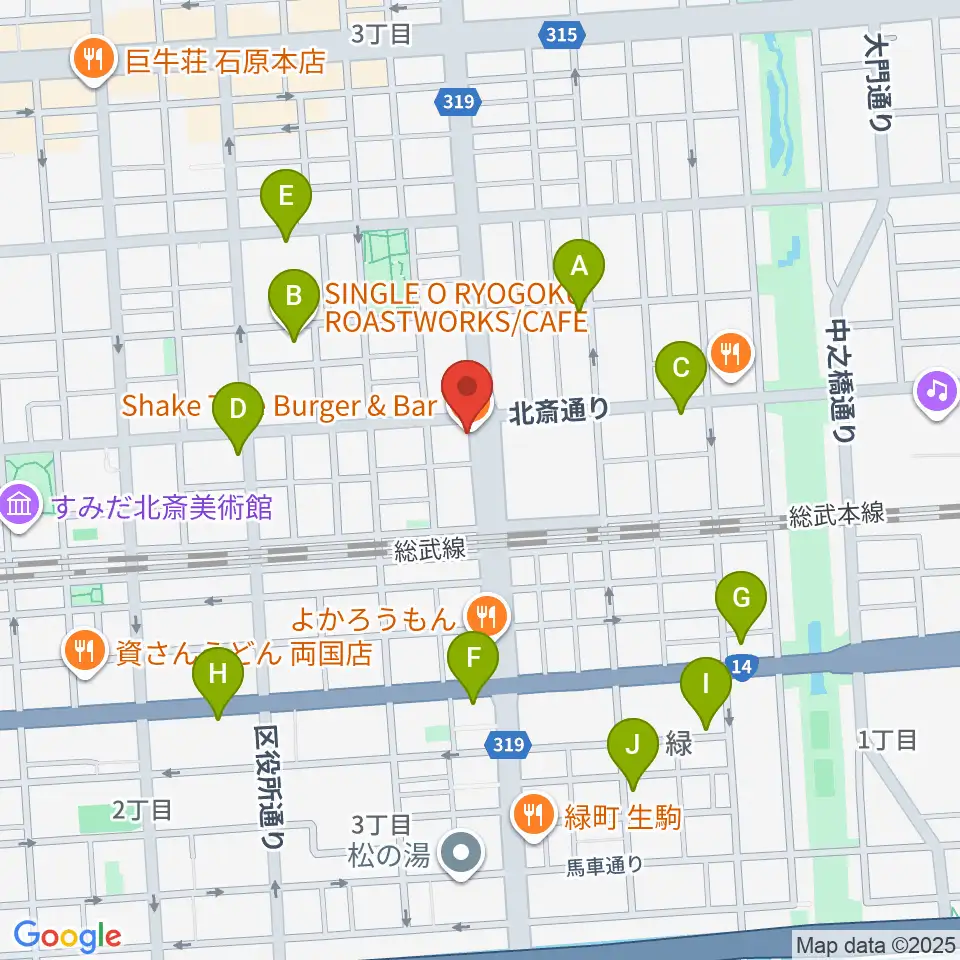 錦糸町J-flow周辺のカフェ一覧地図