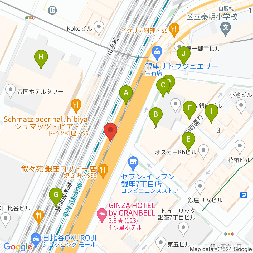 ケネディハウス銀座周辺のカフェ一覧地図