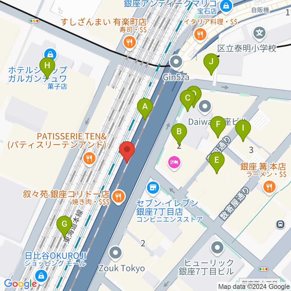 ケネディハウス銀座周辺のカフェ一覧地図