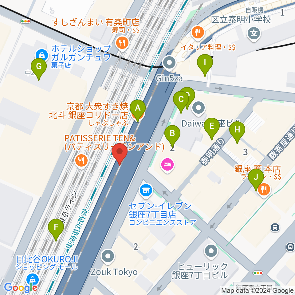 ケネディハウス銀座周辺のカフェ一覧地図