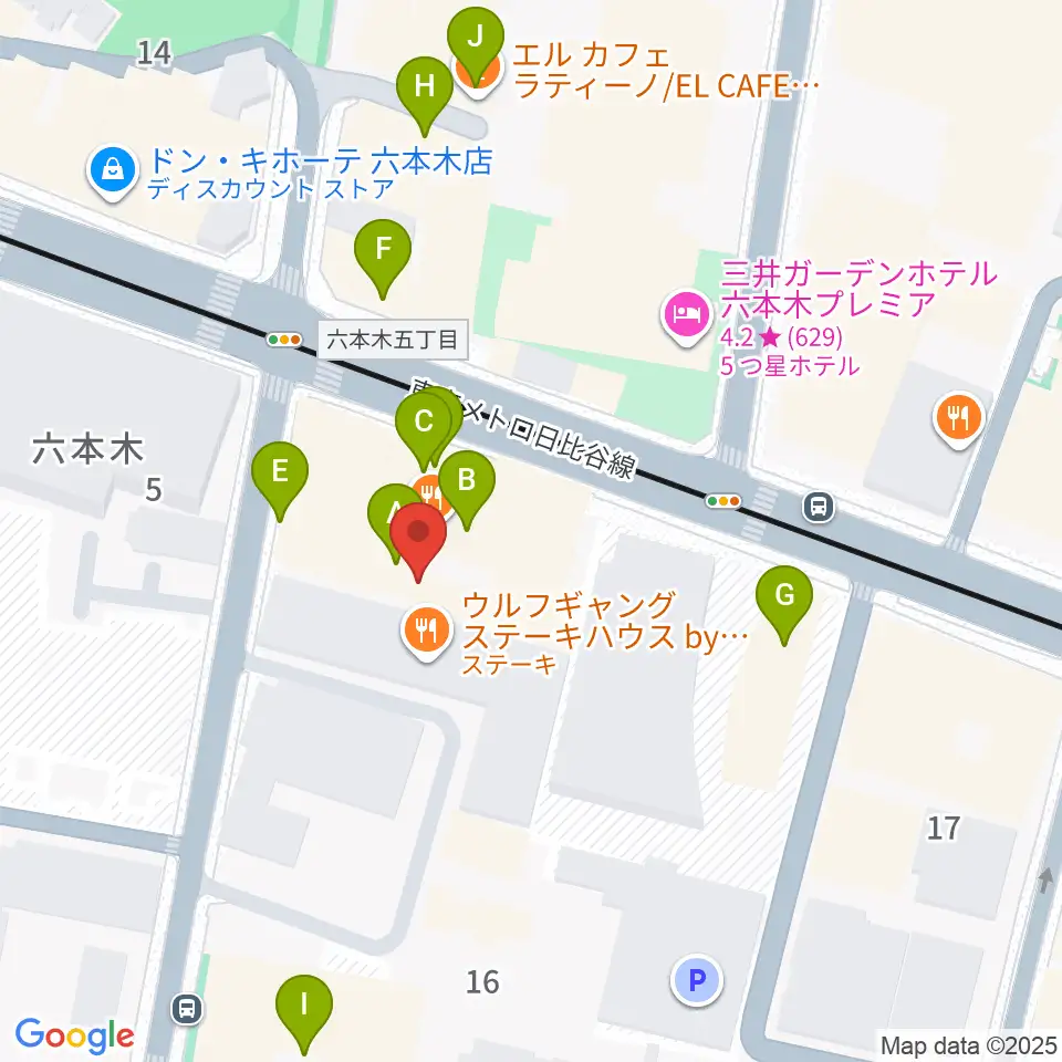 アビーロード六本木周辺のカフェ一覧地図